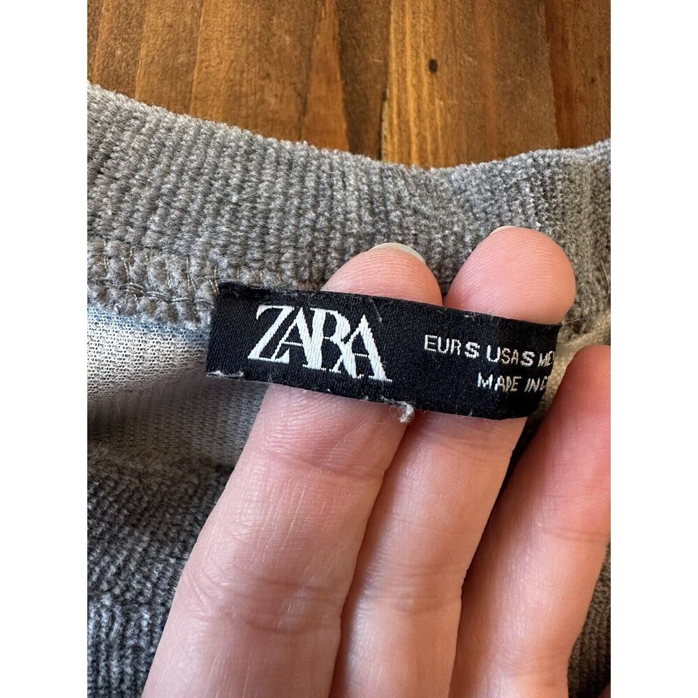 Zara Womens Cropped Sweater Knit Gray Pullover Ribbed Size Small - Picture 5 of 9